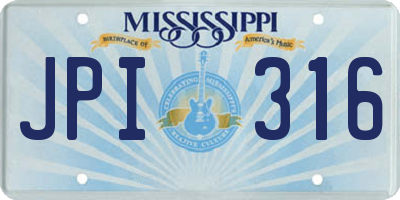 MS license plate JPI316