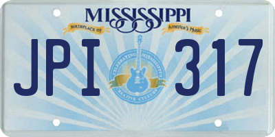 MS license plate JPI317