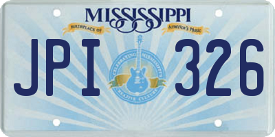 MS license plate JPI326