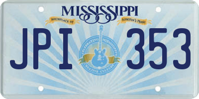 MS license plate JPI353