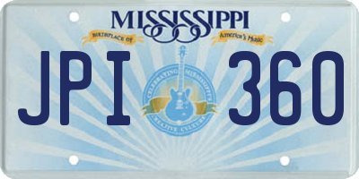 MS license plate JPI360