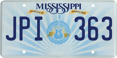 MS license plate JPI363