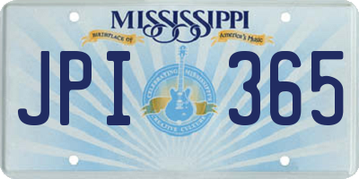 MS license plate JPI365