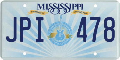 MS license plate JPI478
