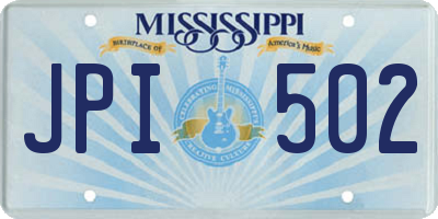 MS license plate JPI502