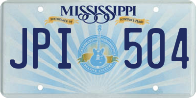 MS license plate JPI504