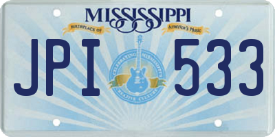 MS license plate JPI533