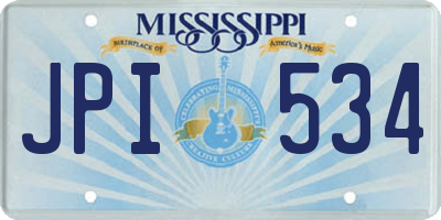 MS license plate JPI534