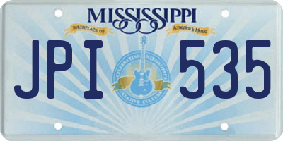 MS license plate JPI535