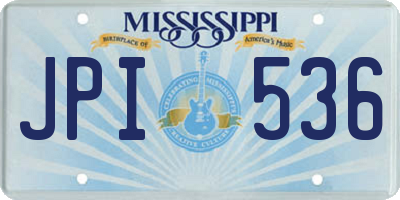 MS license plate JPI536