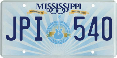 MS license plate JPI540