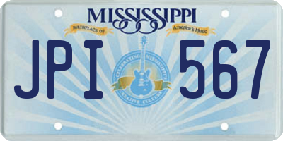 MS license plate JPI567