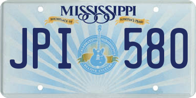 MS license plate JPI580