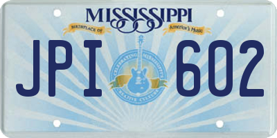 MS license plate JPI602