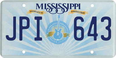 MS license plate JPI643