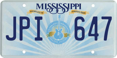 MS license plate JPI647