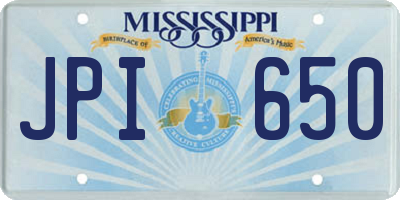 MS license plate JPI650