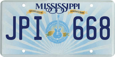 MS license plate JPI668
