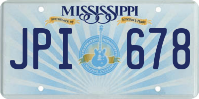 MS license plate JPI678