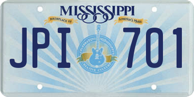 MS license plate JPI701
