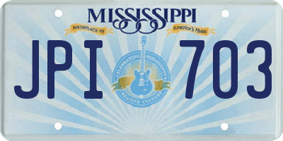 MS license plate JPI703