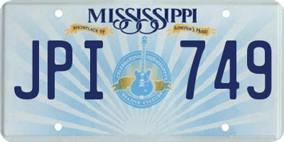 MS license plate JPI749