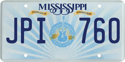 MS license plate JPI760