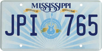 MS license plate JPI765