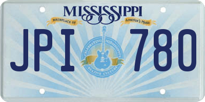 MS license plate JPI780