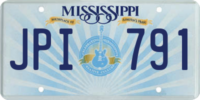 MS license plate JPI791