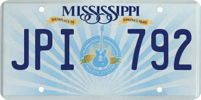 MS license plate JPI792