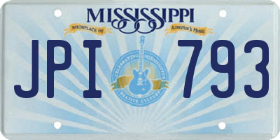MS license plate JPI793