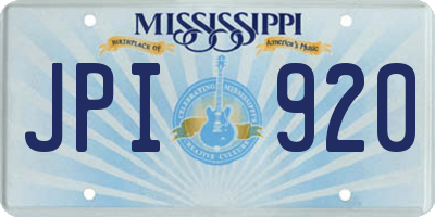 MS license plate JPI920