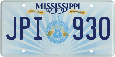 MS license plate JPI930