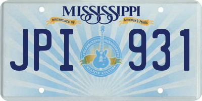 MS license plate JPI931