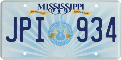 MS license plate JPI934
