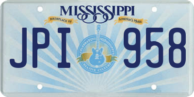 MS license plate JPI958