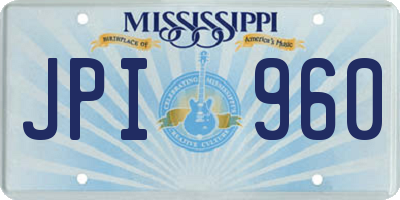 MS license plate JPI960