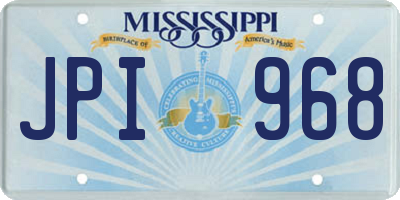MS license plate JPI968