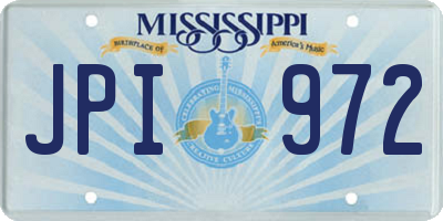 MS license plate JPI972