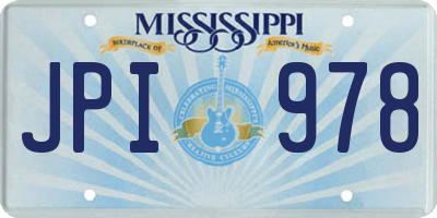 MS license plate JPI978