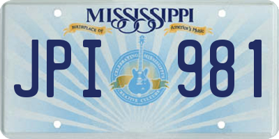 MS license plate JPI981