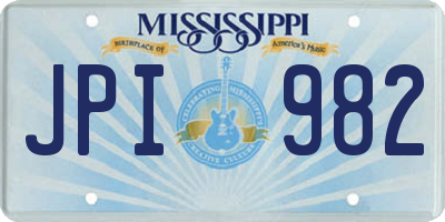 MS license plate JPI982