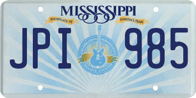 MS license plate JPI985