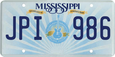 MS license plate JPI986