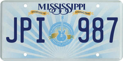 MS license plate JPI987