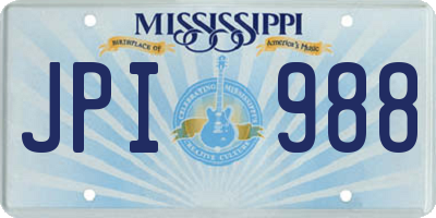 MS license plate JPI988