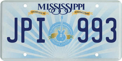 MS license plate JPI993