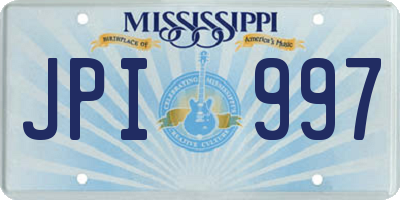 MS license plate JPI997