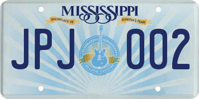 MS license plate JPJ002